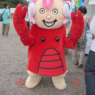 REDBROKOLY mascot girl dressed in lobster costume