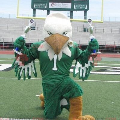 Orange and green white eagle REDBROKOLY mascot