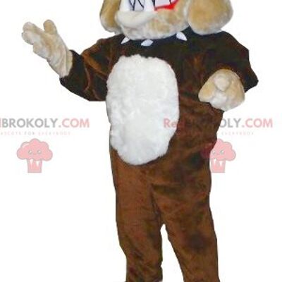Brown beige and white bulldog REDBROKOLY mascot