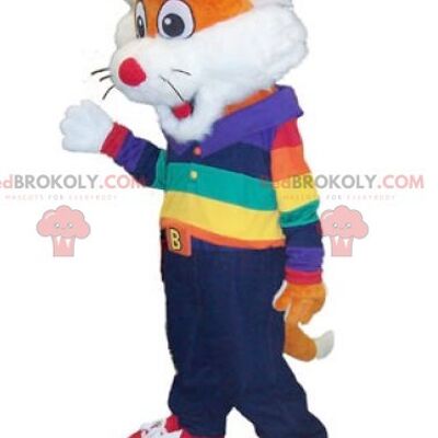 REDBROKOLY mascot little orange and white fox in colorful outfit