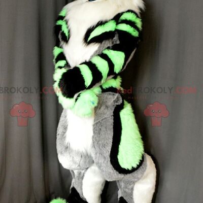 REDBROKOLY mascot beautiful tiger green gray and black