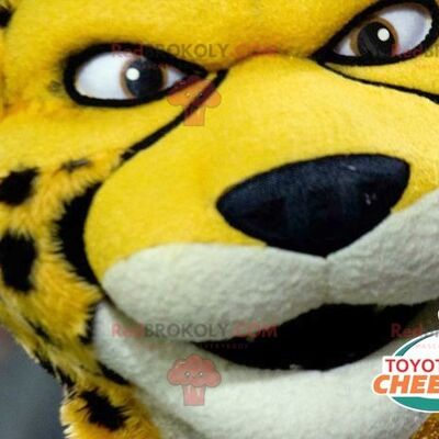 Black and white yellow tiger cheetah REDBROKOLY mascot