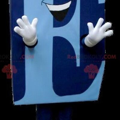 Blue capital letter E REDBROKOLY mascot