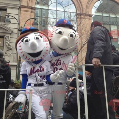 2 baseball REDBROKOLY mascots