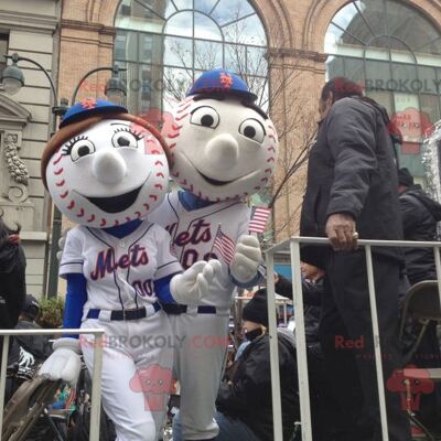 2 baseball REDBROKOLY mascots