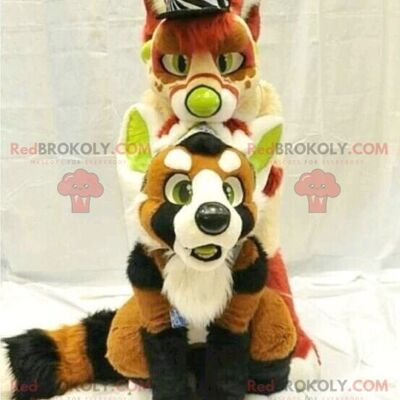 2 dog fox REDBROKOLY mascots