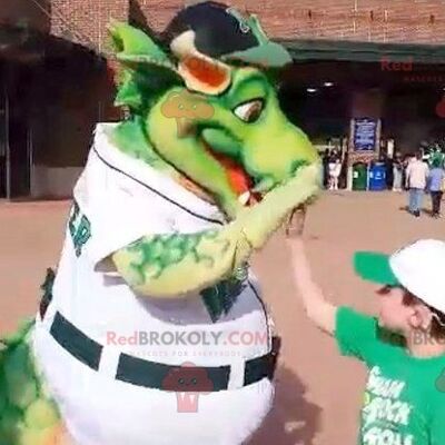 Big green dragon REDBROKOLY mascot