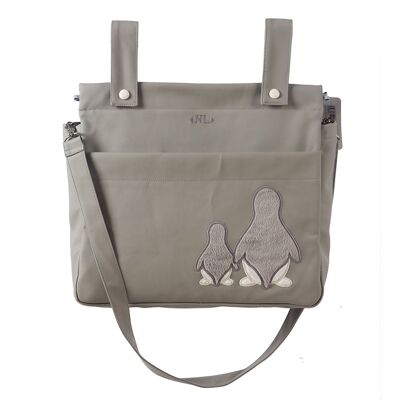 Bolso tapa faunia gris diseño bordado - conejito