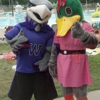 2 duck and vulture REDBROKOLY mascots