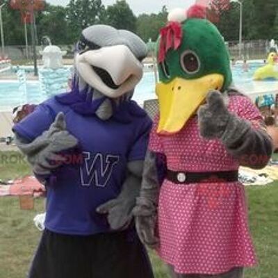 2 duck and vulture REDBROKOLY mascots