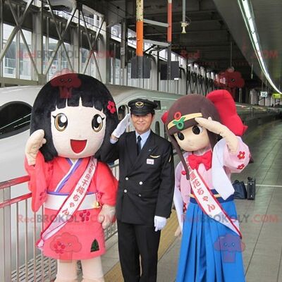 2 REDBROKOLY mascots of Japanese manga girls