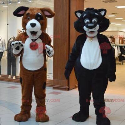 2 REDBROKOLY mascots a giant cat and dog