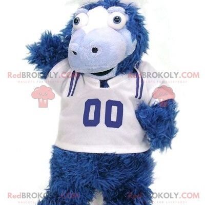 All hairy blue and white horse foal REDBROKOLY mascot