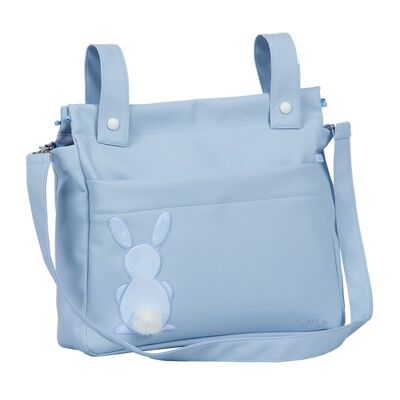 Bolso tapa faunia azul diseño bordado - pingüinos