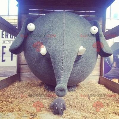 Elephant REDBROKOLY mascot with a big head