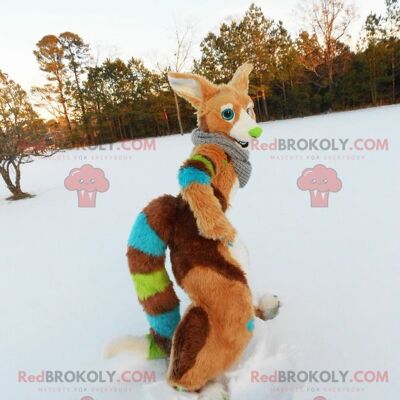 Multicolored fox REDBROKOLY mascot