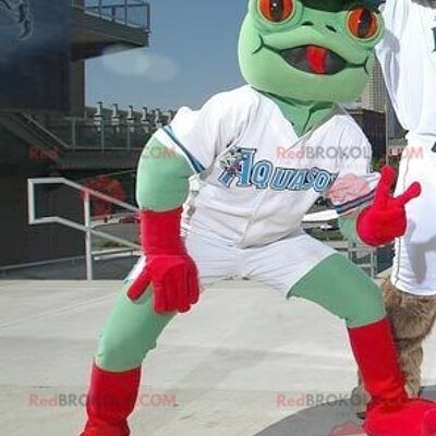Green and red frog REDBROKOLY mascot