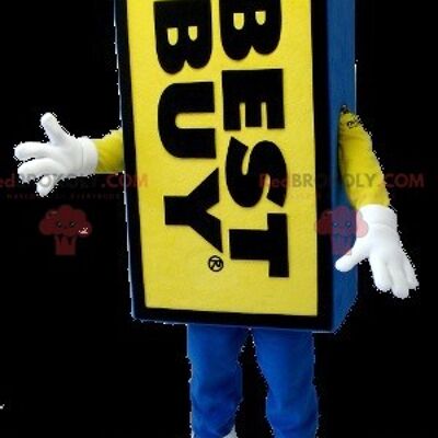 Blue and yellow Best Buy giant label REDBROKOLY mascot