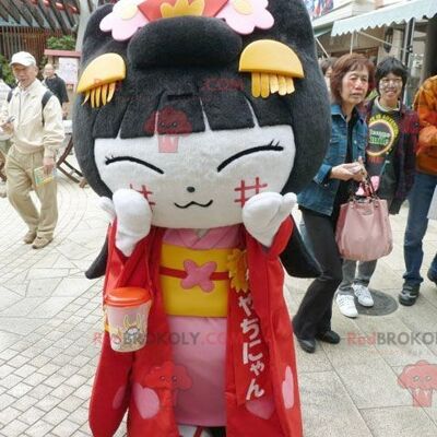 Chinese girl REDBROKOLY mascot of Asian woman