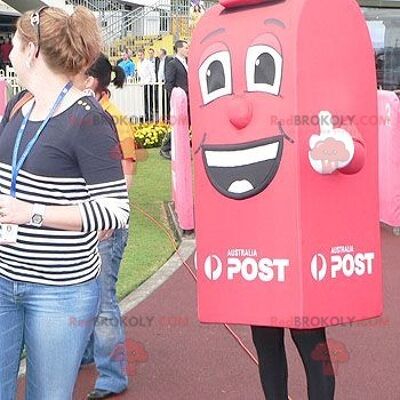 Giant and smiling red mailbox REDBROKOLY mascot