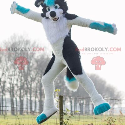 Black and blue white dog REDBROKOLY mascot