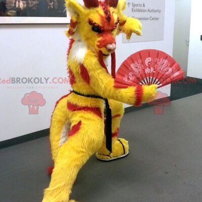 Red and yellow Chinese dragon chamois goat REDBROKOLY mascot