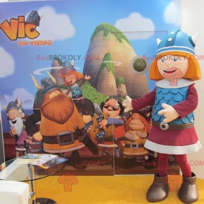 Red-haired REDBROKOLY mascot Vic the Viking famous TV character