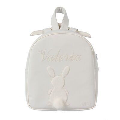 Mochila faunia blanco diseño bordado - ositos