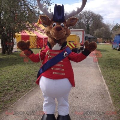 Caribou reindeer REDBROKOLY mascot in circus costume