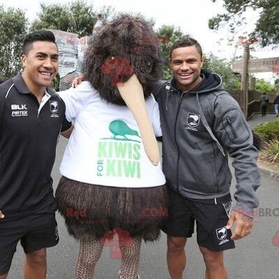 REDBROKOLY mascot big brown kiwi bird all hairy