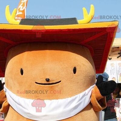 Big round brown man REDBROKOLY mascot