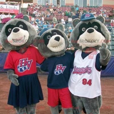 3 tricolor bear raccoon REDBROKOLY mascots