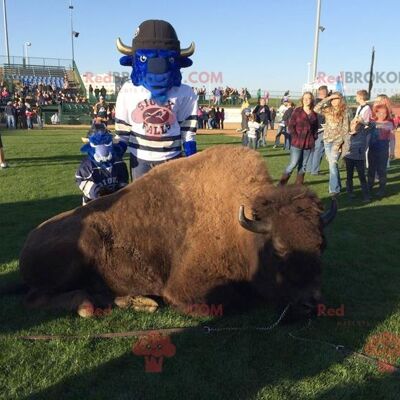 Impressive blue buffalo REDBROKOLY mascot