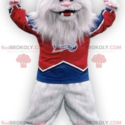 Hairy white monster white yeti REDBROKOLY mascot