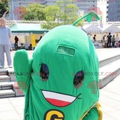 Green bean REDBROKOLY mascot green vegetable pickle