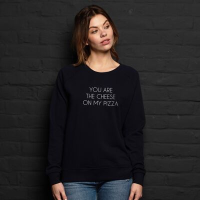 Sudadera "Eres el queso de mi pizza" - Mujer |Square Up- Color Negro