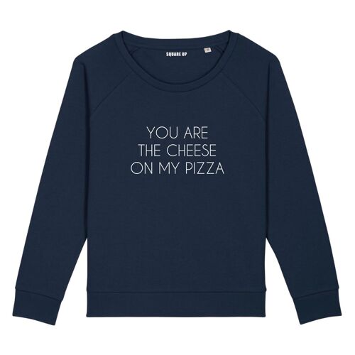 Sweat "You are the cheese on my pizza" - Femme |Square Up- Couleur Bleu Marine