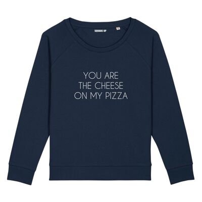 Sweatshirt "You are the cheese on my pizza" - Women |Square Up- Color Navy Blue