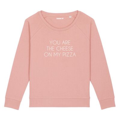 Felpa "You are the cheese on my pizza" - Donna |Square Up- Colore Canyon pink