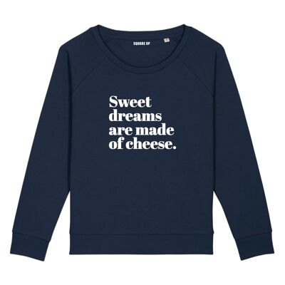 Sweatshirt "Sweet dreams are made of cheese" - Women |Square Up- Color Navy Blue