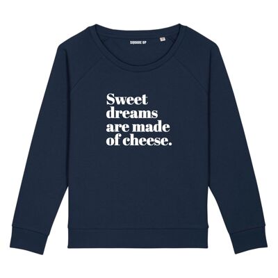 Sudadera "Los Dulces Sueños Están Hechos De Queso" - Mujer |Square Up- Color Azul Marino