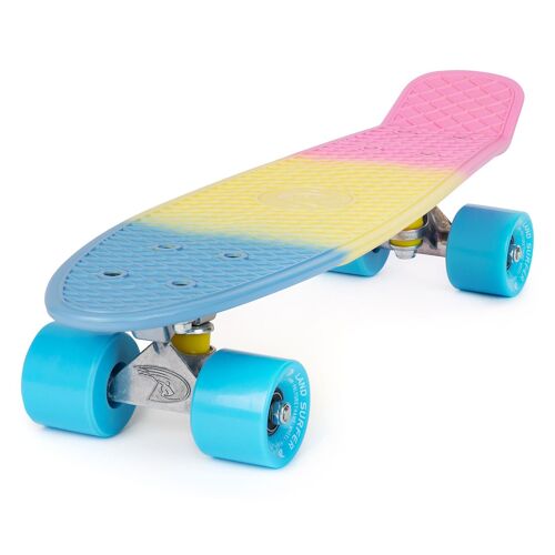 Skateboard Land Surfer Cruiser Skateboard 22" 3-TONE PASTEL BOARD BLUE WHEELS