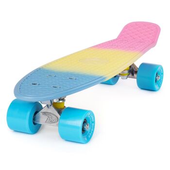 Skateboard Land Surfer Cruiser Skateboard 22" 3-TONE PASTEL BOARD BLUE WHEELS 1
