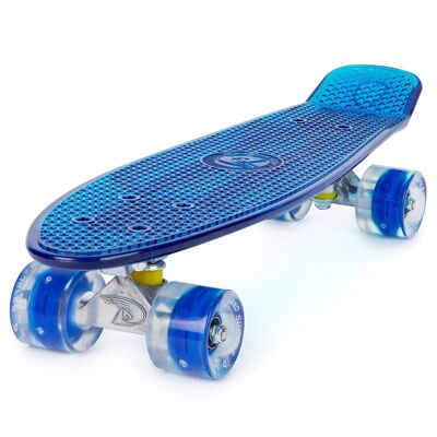 Land Surfer Cruiser Skateboard 22" CLEAR BLUE BOARD LED ROUES BLEUES