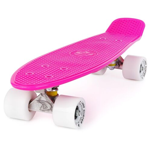 Land Surfer Cruiser Skateboard 22" PINK BOARD SOLID WHITE WHEELS