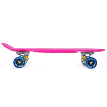 Land Surfer Cruiser Skateboard 22" ROSE PLANCHE ROUES TRANSPARENTES BLEUES 3