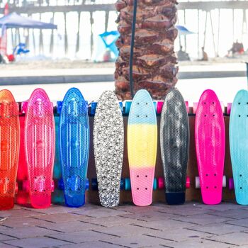 Land Surfer Cruiser Skateboard 22" ROSE PLANCHE ROUES TRANSPARENTES BLEUES 8