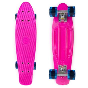 Land Surfer Cruiser Skateboard 22" ROSE PLANCHE ROUES TRANSPARENTES BLEUES 9