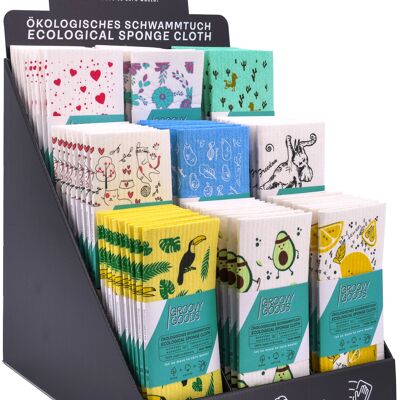 Display, ecological sponge cloths, set of 90 pieces. 100% MADE IN GERMANY