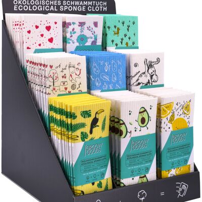 Display, ecological sponge cloths, set of 90 pieces. 100% MADE IN GERMANY